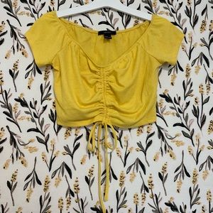 F21 Yellow Cinch Crop top